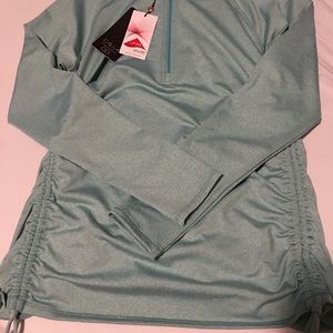 Quarter zip teal shirt